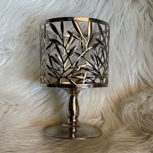 Bath & Body Works Silver Leaves Pedestal 3-Wick Candle Holder